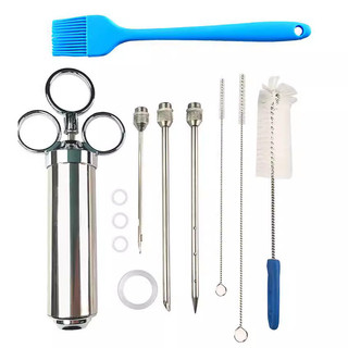 Hàng sẵn có Gia vị thịt nướng bằng thép không gỉ Thổ Nhĩ Kỳ Ống tiêm Thổ Nhĩ Kỳ Thiết bị Kim ướp Bít tết Ống tiêm hương vị có bàn chải