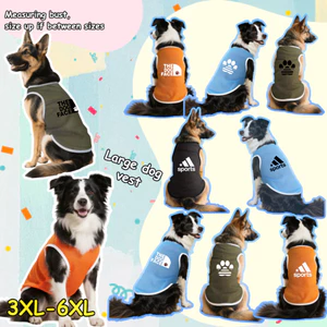 Áo vest lưới chó lớn 3XL-6XL, in hình chân chó sáng tạo hợp thời trang, phong cách chui đầu, có 4 màu, thoải mái và thoáng khí, có thể giặt được bằng máy, thích hợp cho tất cả các chú chó lớn