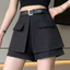 Quần Short Nữ Mùa Xuân 2025 Cao Cấp Culottes Thiết Kế Mỏng Hơn Nhìn Đen Chữ a Rộng Quần 5.12