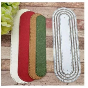 Hình Bầu Dục Dài Dải Khung Đánh Dấu Trang Kim Loại Thép Carbon Cắt Khuôn Handmade DIY Album Ảnh Thiệp Chúc Mừng Cắt Chết Giấy Thủ Công Sổ Lưu Niệm Dập Nổi Khắc Bản Mẫu