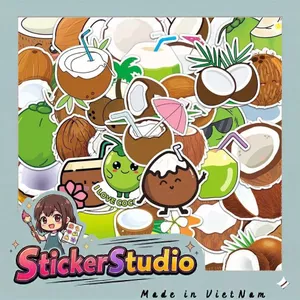 Set Sticker Coconut hấp dẫn Chống Nước Dán Laptop Vali Mũ Bảo Hiểm Sổ Tay
