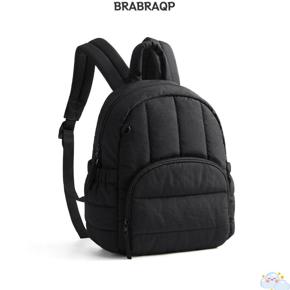 Ba lô Mini BRABRAA dành cho nữ, Ba lô học sinh chống nước chần bông, Gói du lịch nhỏ đa năng nhẹ thông thường ngoài trời