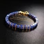 Vòng tay Lapis Lazuli tự nhiên - Hạt hình khối có tông màu vàng - Quà tặng Unisex thủ công-Ready