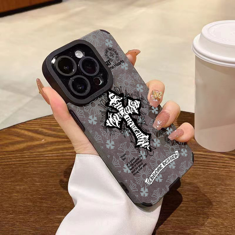 Ốp lưng họa tiết Dark Lines Cross cho iPhone 17 Pro Max/16/15 Plus/14/13/12 Pro - Da lớn