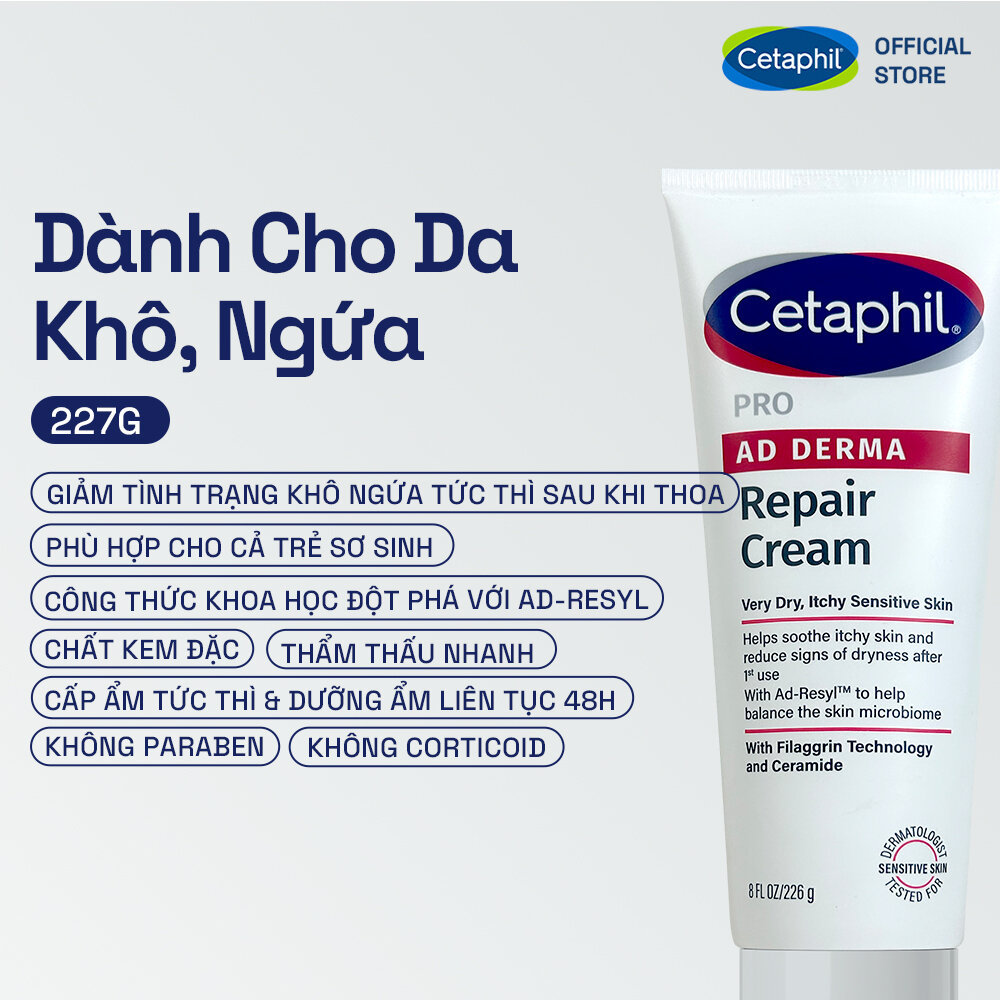 Kem làm dịu và phục hồi dành cho da khô, ngứa CETAPHIL PRO AD DERMA REPAIR CREAM 227g