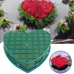 WANYEDI Bọt Hoa Ướt, Bọt Sắp Xếp Hoa DIY Hình Trái Tim, Thời Trang Có Cốc Hút Hoa Xốp Lồng Khay Trang Trí Xe Hơi