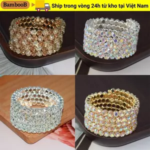 BAMBOOB Vòng Tay Pha Lê Full Kim Cương Giả Trang Sức Cô Dâu Cho Nữ Năm Hàng Lắc Tay