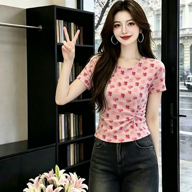 Áo thun ngắn tay dành cho nữ mùa hè thời trang mới áo thun giảm béo thông thường dành cho nữ