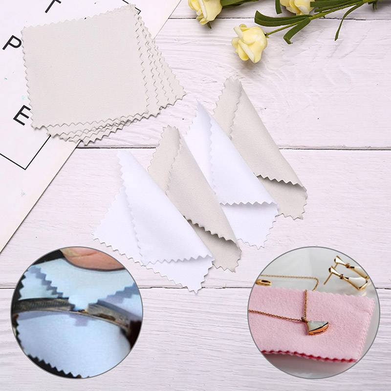 [Kitten-t] 50 Chiếc Bạc Đánh Bóng Vải Lau Trang Sức Vải Làm Sạch Chống Mài Mòn Dụng Cụ Mới
