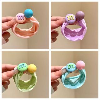 Dây buộc tóc đính hạt chữ cái nhiều màu sắc như kẹo, dây buộc tóc co giãn tốt dành cho bé gái, dùng để buộc tóc đuôi ngự