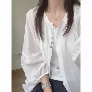 Áo sơ mi chống nắng kiểu dáng rộng phong cách Hàn Quốc dáng rộng vừa vặn Áo khoác ngoài