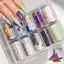 FAVORITEGOODS Dán Móng Tay, Họa Tiết Sọc Hiệu Ứng Sequin Lá Móng Tay, Hoa Chuyên Nghiệp Da Báo In Móng Tay Nghệ Thuật Dán Trang Trí Móng Tay