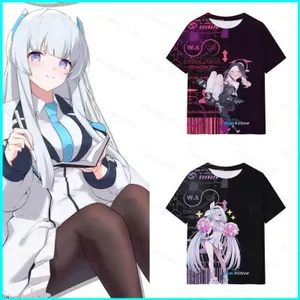 SY3 Xanh Lưu Trữ Sunaookami Shiroko ARONA Áo Thun Mùa Hè Anime Tay Ngắn Top YS3