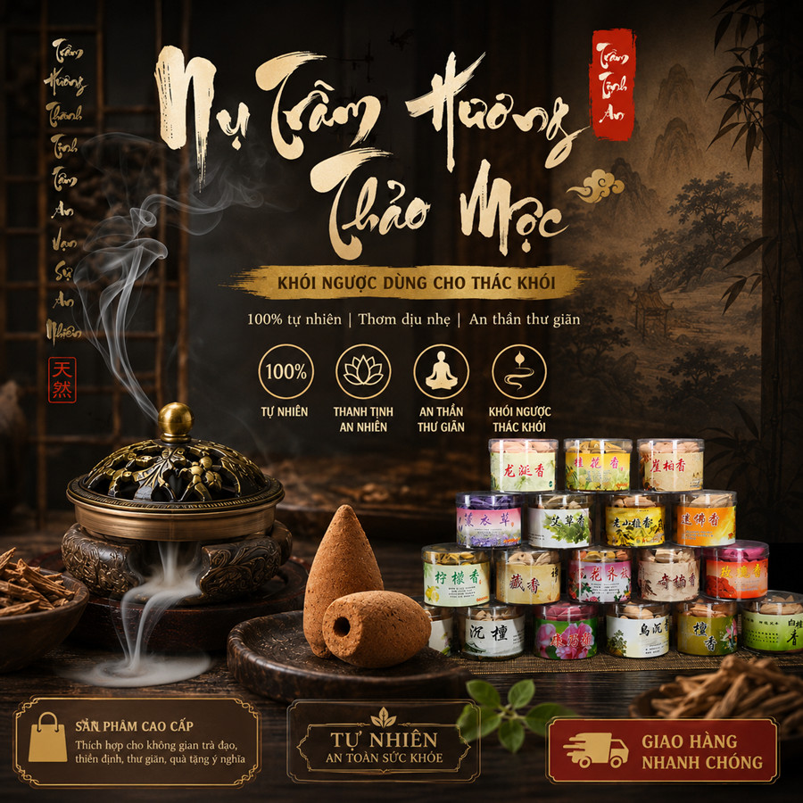 Nụ trầm khói ngược hương thảo dược dùng cho các loại lư hương, thác khói xông trầm hương