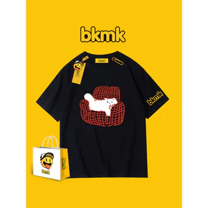 Bkmk Mùa Hè Mèo In Áo Thun Cotton Tay Ngắn Ins Siêu Lửa Rời Quần Áo Thường Ngày Hợp Thời Trang Nam 0519