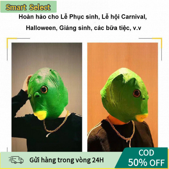 [COD] Mặt Nạ Đầu Cá Xanh Ngộ Nghĩnh - Chất Liệu Silicon Cao Cấp, Dùng Cho Cosplay Quái Vật & Trang Trí