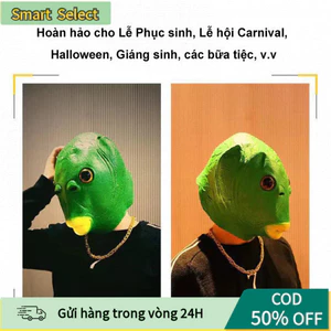 Mặt Nạ Đầu Cá Xanh Ngộ Nghĩnh - Chất Liệu Silicon Cao Cấp, Dùng Cho Cosplay Quái Vật & Trang Trí