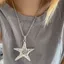 Vòng cổ tròn ngôi sao WEETW, Vòng cổ mặt dây chuyền sao biển màu bạc Bohemian, Cô gái cay đơn giản Vòng cổ Y2k cá tính cho bé gái