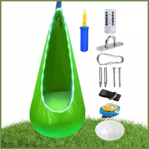 Kids Pod Swing Seat Võng Max 80kg Đèn LED An Toàn Có Thể Điều Chỉnh Tổ Võng Pod Ghế Xoay Cho Sân hiên kouvn