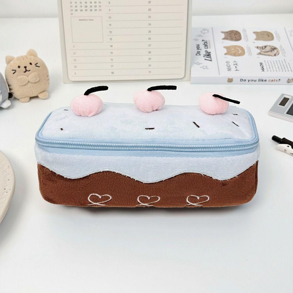 Túi đựng bút HIGHVIEWLS, Bút chì cảm ứng mềm dung tích lớn, Thiết kế bánh anh đào Kawaii Túi đựng văn phòng phẩm sang trọng dành cho học sinh