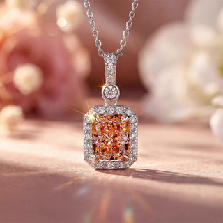 Châu Âu Mỹ ins Phong Cách Mới 3 Carat Kim Cương Morgan Cam Hình Chữ Nhật Vòng Cổ Nữ