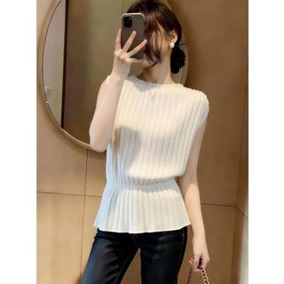 [Giảm giá trong thời gian có hạn] Áo len không tay trắng phong cách tối giản phong cách Hàn Quốc dành cho nữ mùa hè 2026 Phong cách mới Slimer Look Tính khí hàng đầu