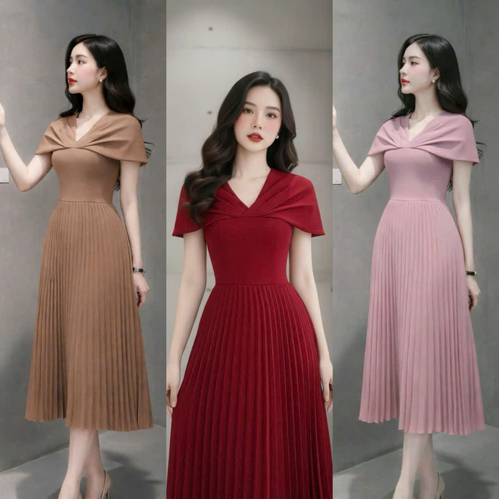 (May đẹp ) Đầm Nữ Dự Tiệc Dáng Dài CHE KHUYẾT ĐIỂM  XẾP LI Nữ Tính SANG CHẢNH  HIYU 66 STORE