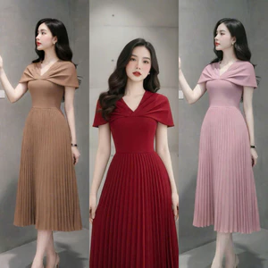 Đầm Nữ Dự Tiệc Dáng Dài CHE KHUYẾT ĐIỂM XẾP LI Nữ Tính SANG CHẢNH HIYU 66 STORE