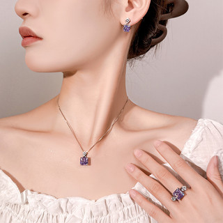 Trang sức phụ kiện mới màu tím phong cách châu Âu - Mỹ, chất liệu kim cương zirconia cao cấp dành cho nữ