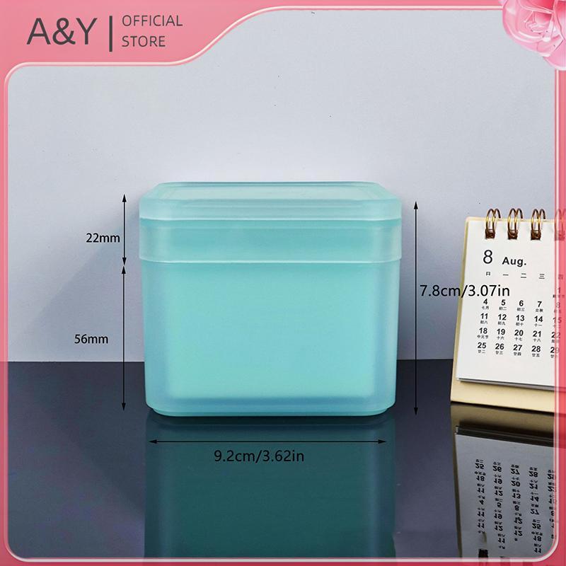 A & Y 300g Dụng cụ tẩy trang vuông hai lớp Hộp bông Flip Cover Tự kết hợp Nhíp Hộp lưu trữ miếng bông.