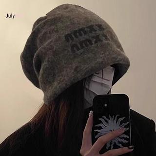 JULYHOT Slouchy Beanie Hat Nữ Phong Cách Nhật Bản Mùa Đông Ấm Đan Kích Thước Lớn Mặt Giảm Béo Màu Xám Nhiệt Dễ Thương Đa Năng Mũ Massivedeals