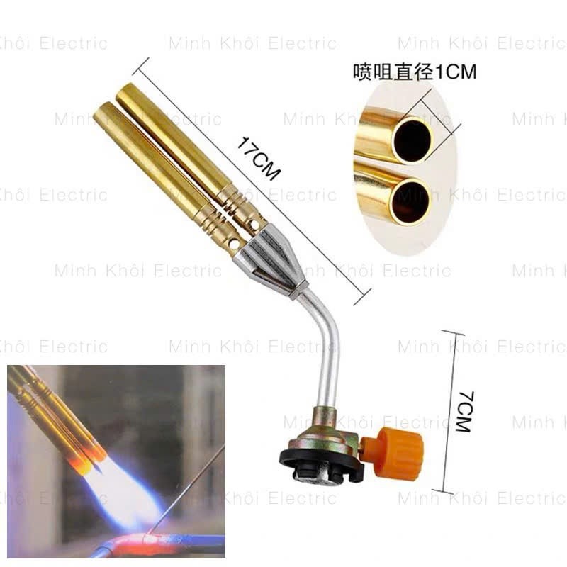 Đèn khò ga mini ống đôi,đầu khò ga 2 nòng,đèn khò gas,đầu khò gas,khò ga cầm tay,khò ga đồng,khò lửa cầm tay,quẹt lửa