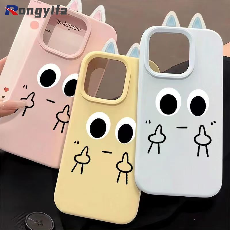Vỏ Biểu Hiện Vui Nhộn Cho Redmi Turbo 5 Max 4 Pro K80 Ultra K70E Vỏ Điện Thoại Tai Mèo Dễ Thương Màu Kẹo Hoạt Hình Đơn Giản Mờ Chống Sốc Ốp Lưng Mềm