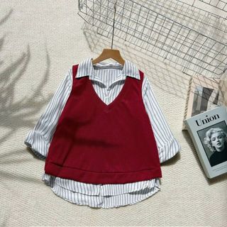 Áo Ghile Kèm Sơ Mi Bigsize Nữ Somi Tay Dài Kẻ Sọc Kèm Áo Thun Cổ V Cá Tính Unisex (A328+A335)