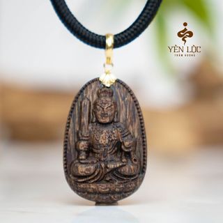 Mặt Trầm Hương Lên Khuy 10K- Trầm Sánh Chìm - Tặng kèm Dây Dù - Trầm Hương Yên Lộc