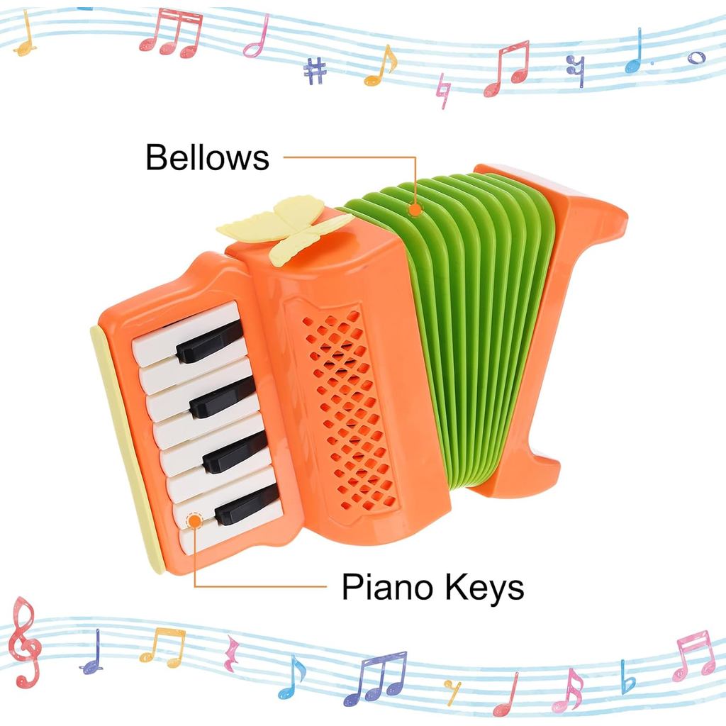 Accordion 10 Phím Piano Accordion Nhạc Cụ Mini Quà Tặng Cho Người Lớn Người Mới Bắt Đầu Giáo Dục, Cam