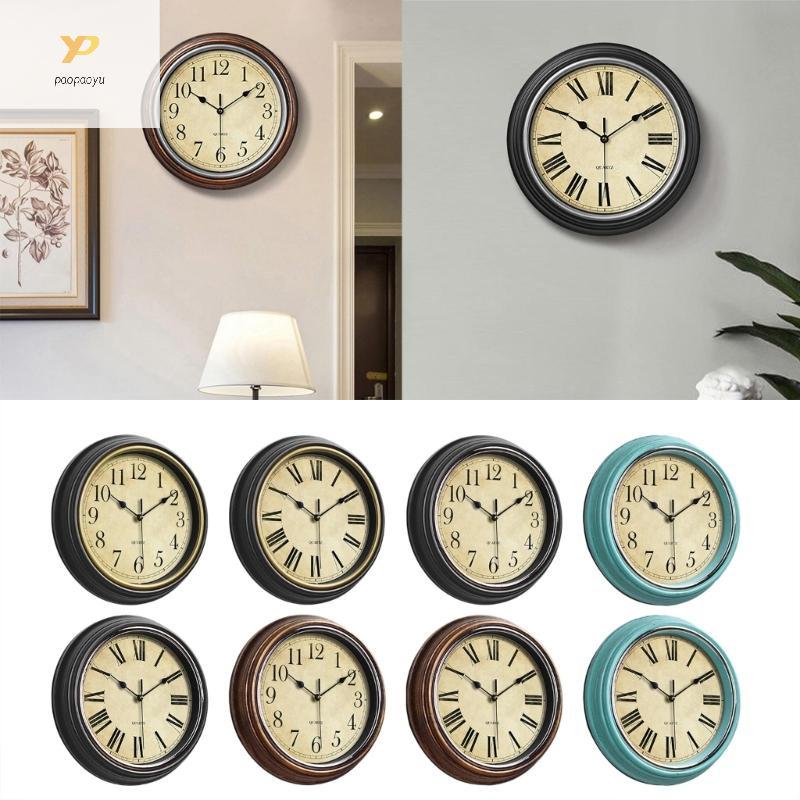 PPY Hoạt Động Đồng Hồ Treo Tường 12in Vintage Đồng Hồ Treo Tường Retro Yên Tĩnh Đồng Hồ Cho Trường Học Tại Nhà Trang Trí Văn Phòng