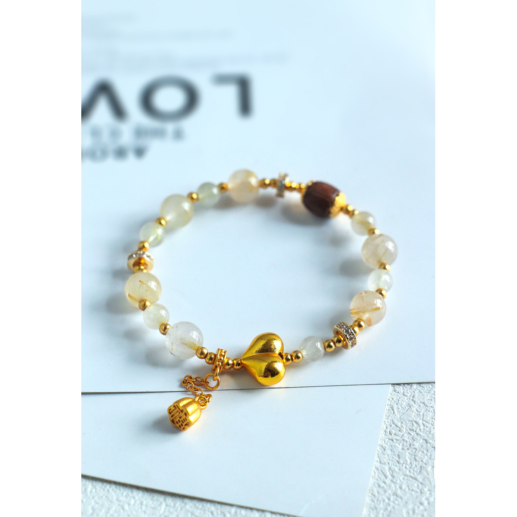 Vòng tay đính cườm may mắn pha lê tự nhiên
