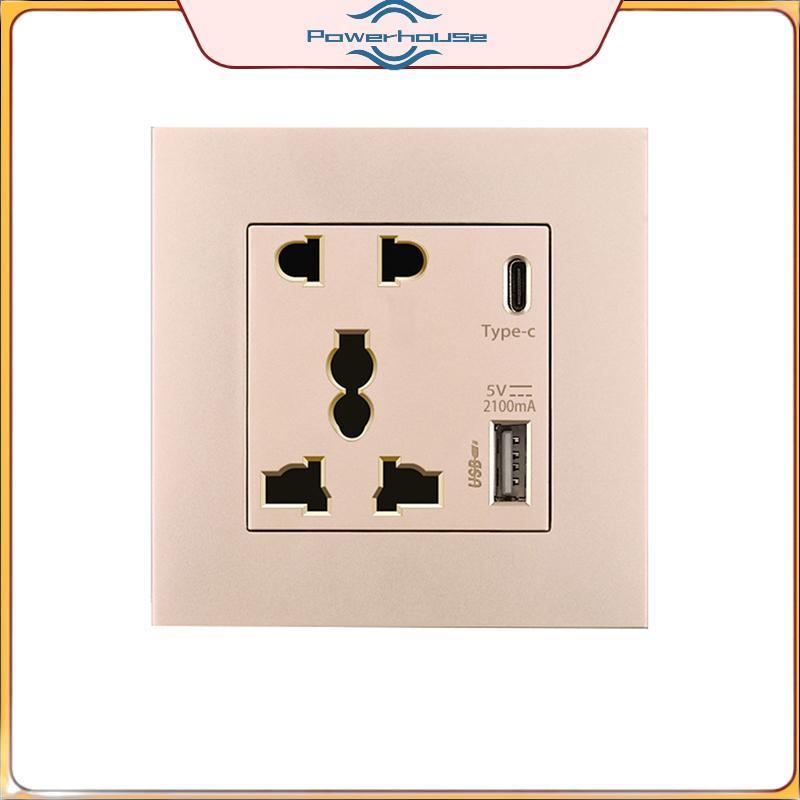 Nguồn Điện 2100MA Ổ Cắm USB Bảng Điều Khiển Quốc Tế 13A Vương Quốc Anh Tường Loại C Giao Diện.