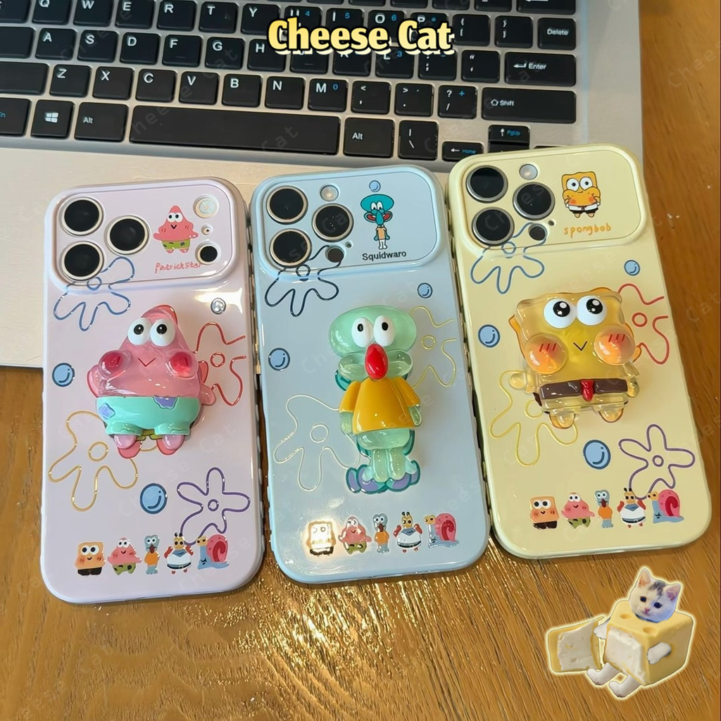 dễ thương Pha lê dễ thương Sponge cho iPhone 17 Pro Max 11 12 13 14 15 16 Plus Hình trái tim ở cạnh bên của ốp điện