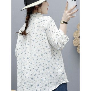 Áo Sơ Mi Nữ Sợi Cotton Cao Cấp 2026 Văn Học Mùa Hè Nhỏ Tươi Mục Vụ Hoa Trắng