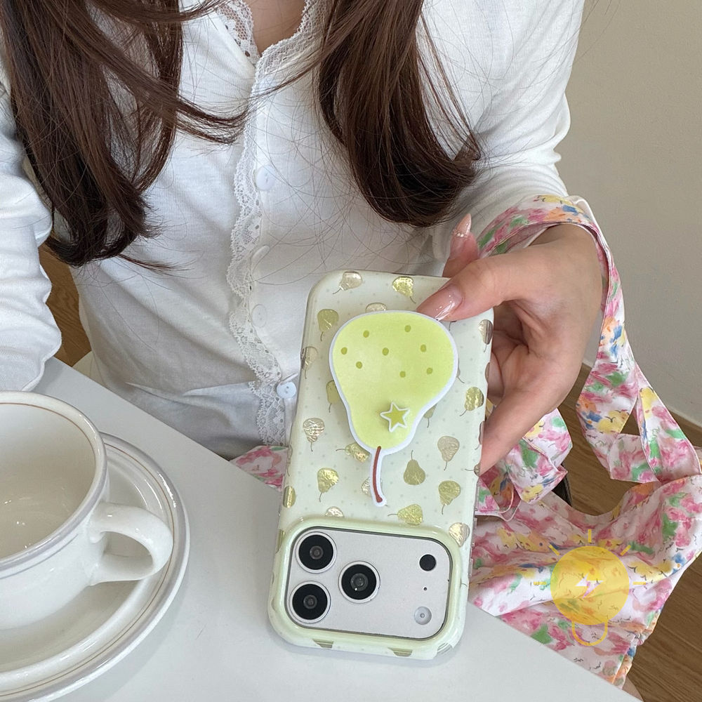 Phone Case For iPhone 17 Pro Max 16 15 with Griptok TPU Pear with Griptok Aesthetic Korean Cute