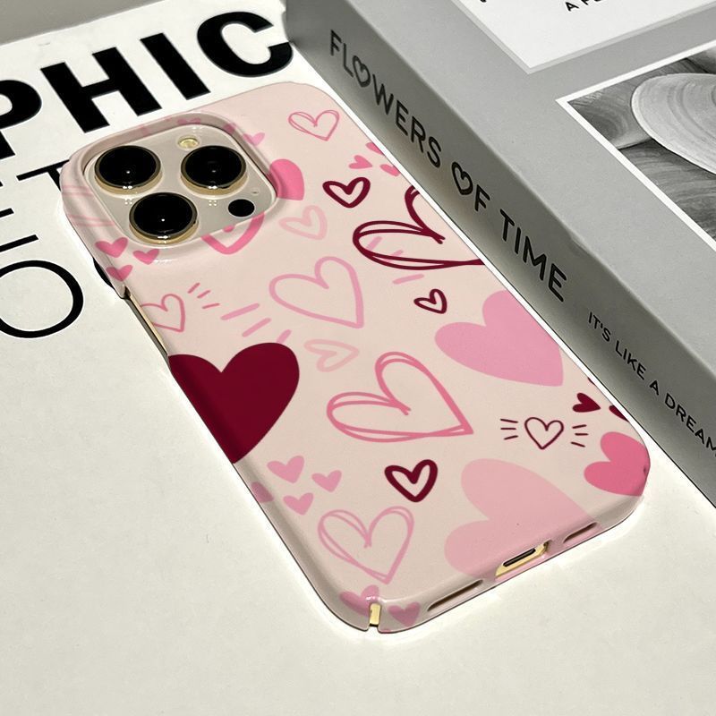 Ốp Điện Thoại Graffiti Trái Tim Tình Yêu QYJS Thích Hợp Cho IPhone 16 15 14 13 ProMax 12 PRO 17 AIR 11 7 8 PLUS XR XSMAX Ốp Lưng Cứng Niche Film Cao Cấp Phong Cách Mỏng