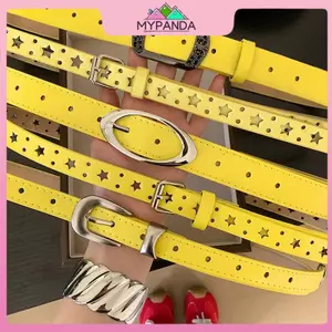 MYPANDA Mùa hè Dopamine Lemon Yellow Women 's Belt Trend Thắt lưng đơn giản Subculture Y2K Belt Punch Free Belt.