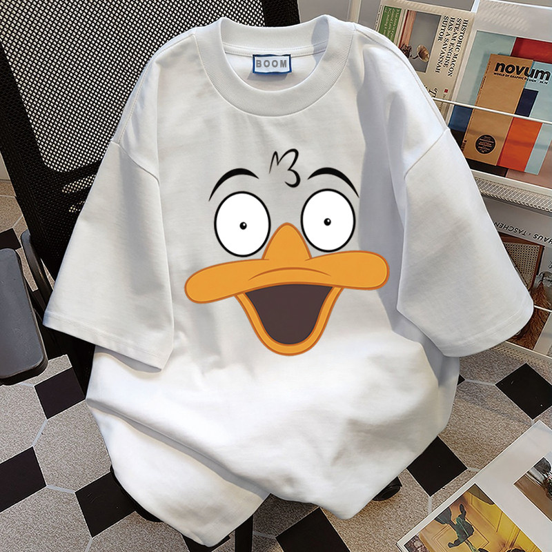 BOOM Áo thun nữ kiểu hàn quốc form rộng tay lỡ cổ tròn cotton Mát-Hè hot trend in cách dễ thương Áo phông form vừaF024