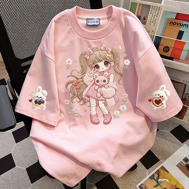 BOOM Áo thun nữ kiểu hàn quốc form rộng tay lỡ cổ tròn cotton Mát-Hè hot trend in cách dễ thương Áo phông form vừaF054