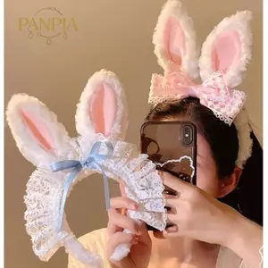 PNPIA- Hoạt Hình Dễ Thương Tai Thỏ Phục Sinh Gothic Cosplay Mềm Mại Sang Trọng Băng Đô Quấn Tóc Cho Trang Phục Đảng Và Chụp Ảnh