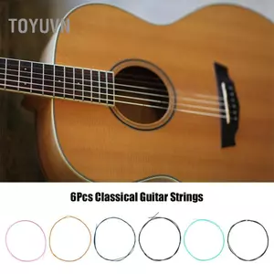 toyuvn Dây nylon hợp kim đầy màu sắc Đàn guitar cổ điển Giai điệu tươi sáng Điều chỉnh ổn định Bộ 6 chiếc