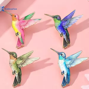 Kudosation 4 Chim Ruồi Thổ Cẩm Dành Cho Nữ Nhiều Màu Sắc Chim Men Pin Kim Loại Huy Hiệu Trang Sức Quần Áo Bapa Phụ Kiện Bạn Bè Quà Tặng Đẹp