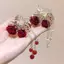 Kudosation 1 Vintage Thanh Lịch Màu Đỏ Floed Hoa Hồng sel Kẹp Tóc Thời Trang Đuôi Ngựa Móng Vuốt Cua Kẹp Cho Bé Gái Nữ Tinh Tế Phụ Kiện Tóc Đẹp